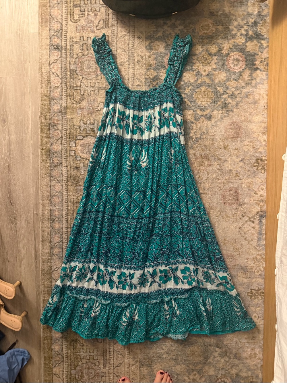 M.A.B.E Teal Floral Boho Maxi Dress - Women